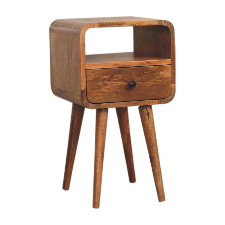 Open Bedside Table-  Mini Oakish Curve