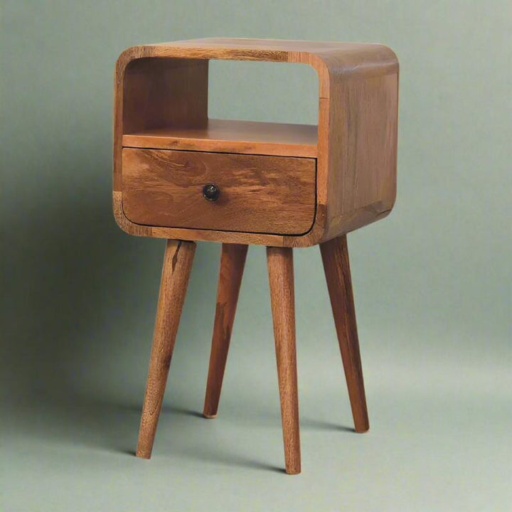 Open Bedside Table-  Mini Oakish Curve