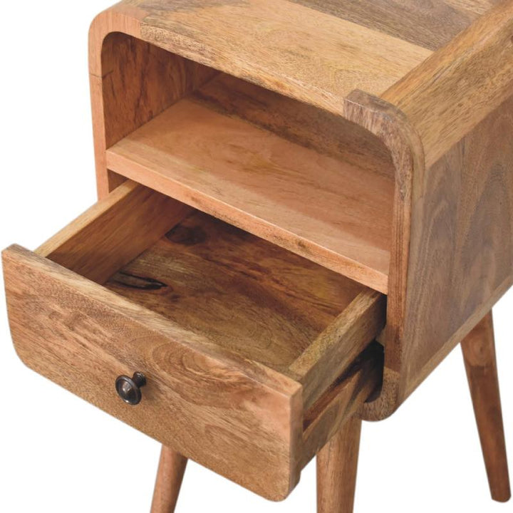 Open Bedside Table-  Mini Oakish Curve