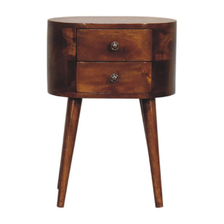 Rounded Bedside Table- Mini Chestnut