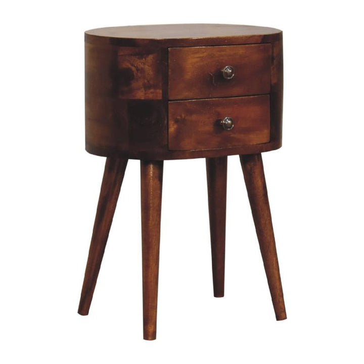 Rounded Bedside Table- Mini Chestnut