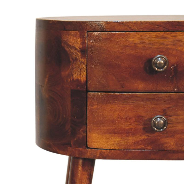 Rounded Bedside Table- Mini Chestnut