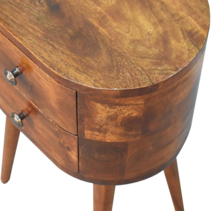 Rounded Bedside Table- Mini Chestnut