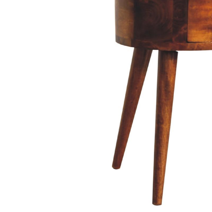 Rounded Bedside Table- Mini Chestnut