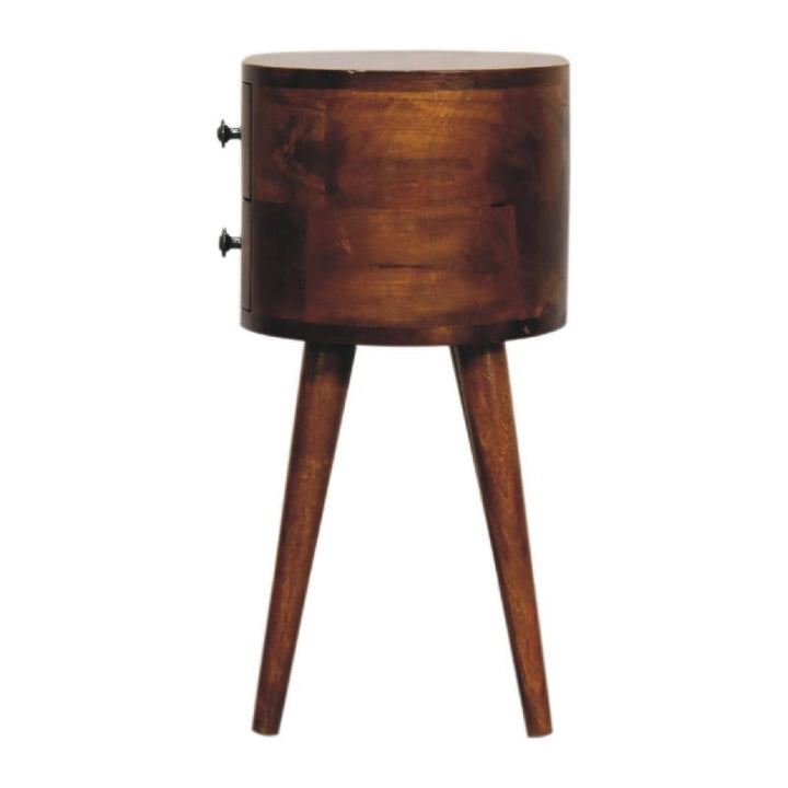 Rounded Bedside Table- Mini Chestnut