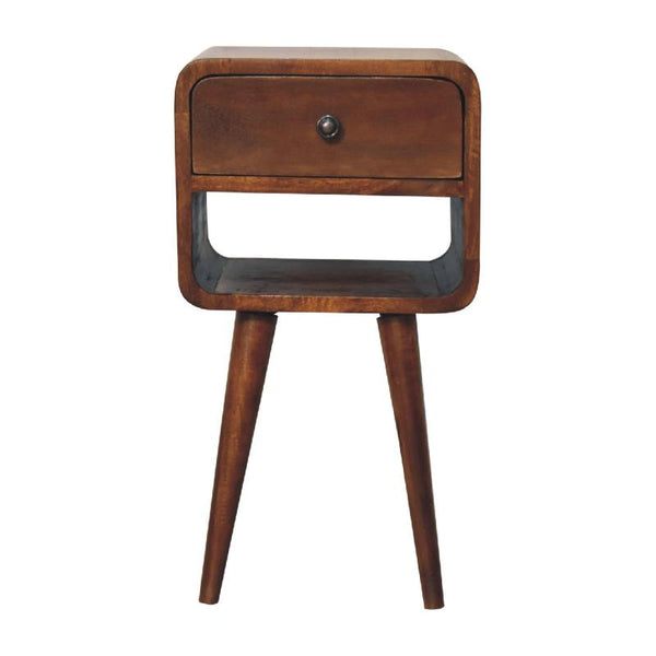 Mini Lower Bedside Table- Chestnut Curve