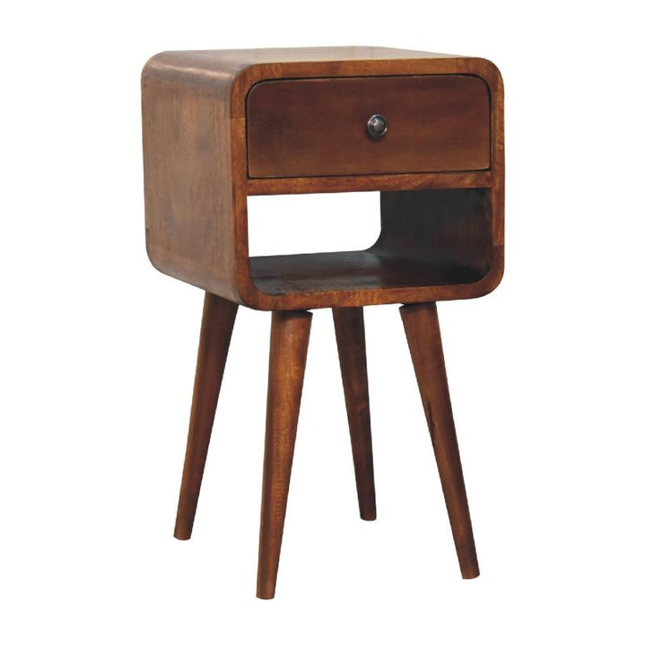 Mini Lower Bedside Table- Chestnut Curve