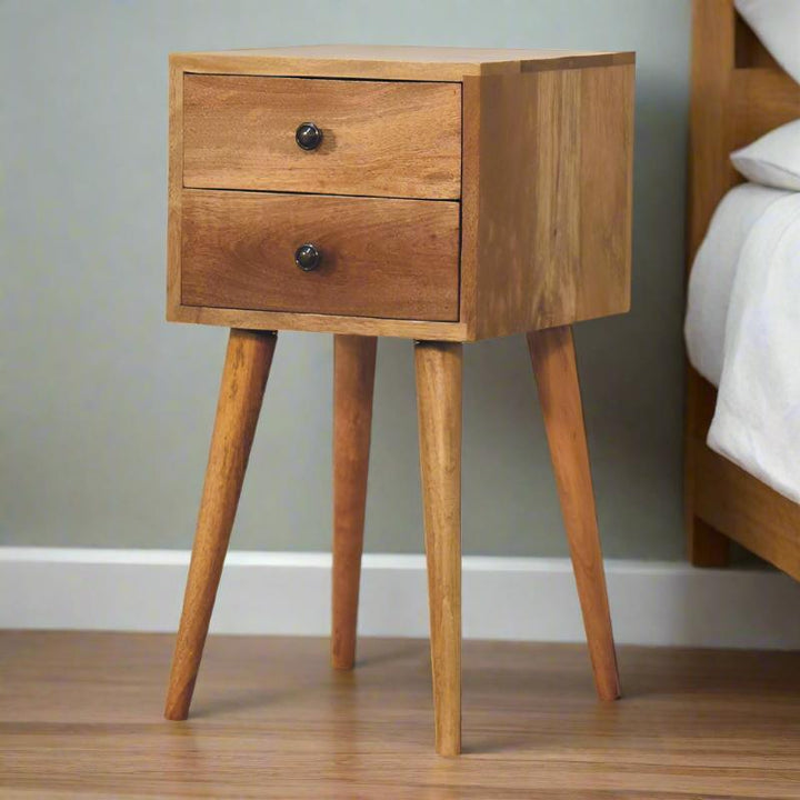 Bedside Table- Mini 2 Drawer Oak-ish