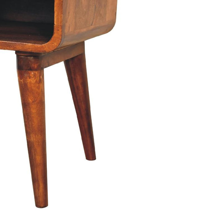 Chestnut Bedside Table- Curve Open Slot