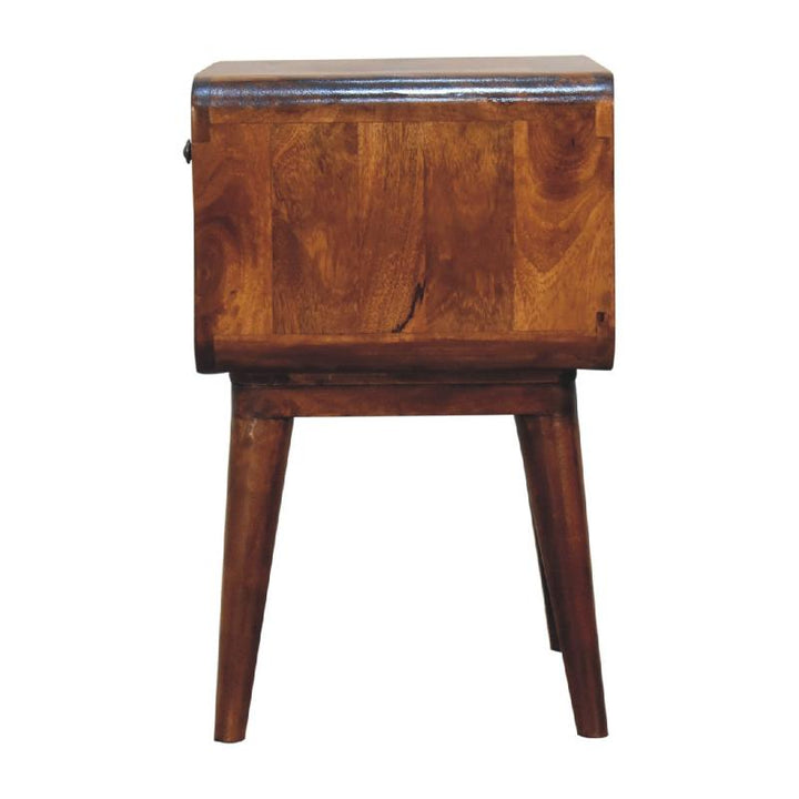 Chestnut Bedside Table- Curve Open Slot