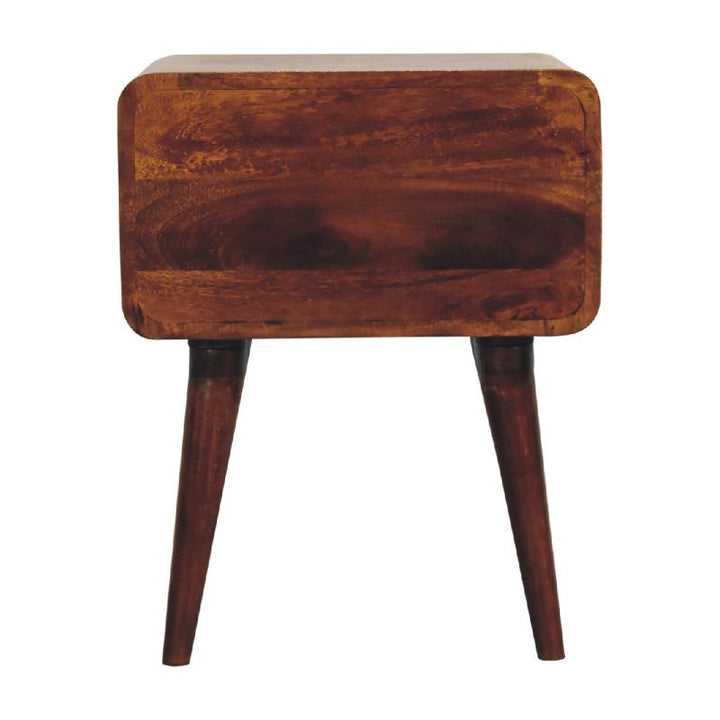 Chestnut Bedside Table- Curve Open Slot