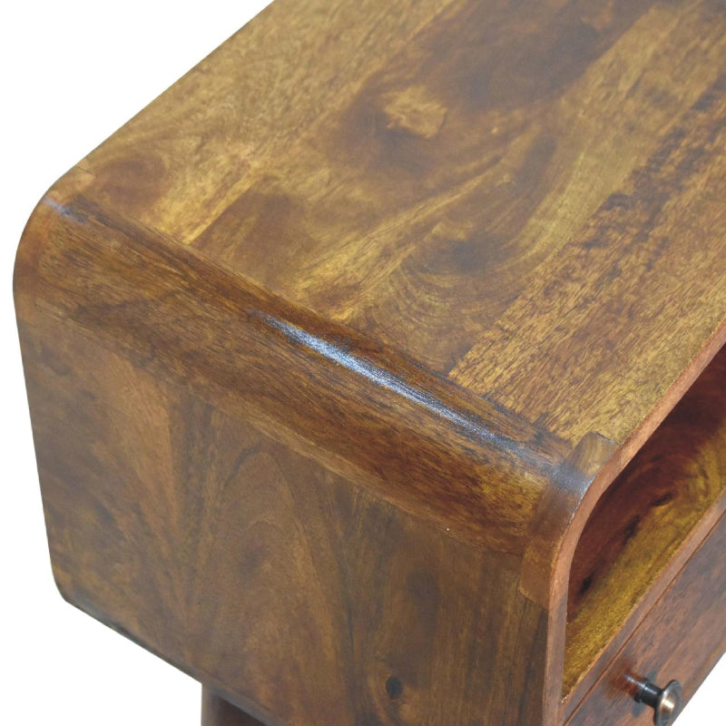 Console Table- Chestnut Nordic Style One Drawer & One Open Slot