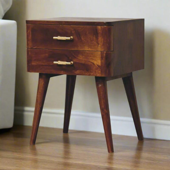 Chestnut Bedside Table- T-Bar- Nordic