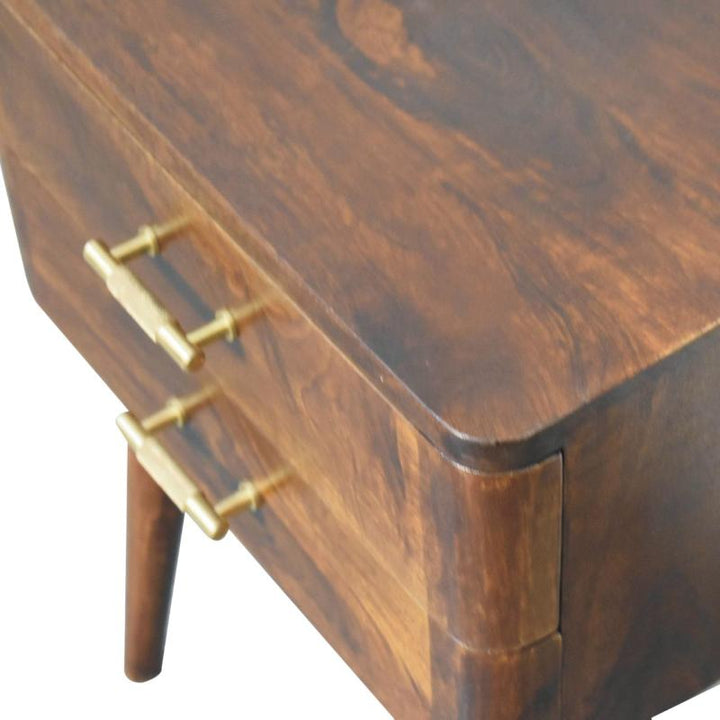 Chestnut Bedside Table- T-Bar- Nordic