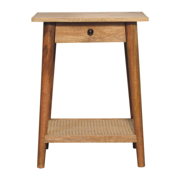 Woven End Table- Solid Wood