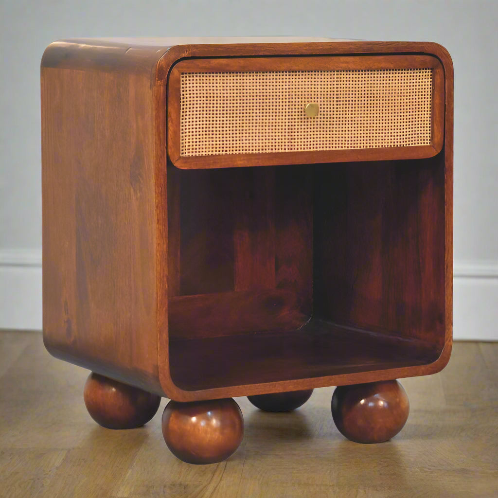 Open Bedside Table- Chestnut- Woven