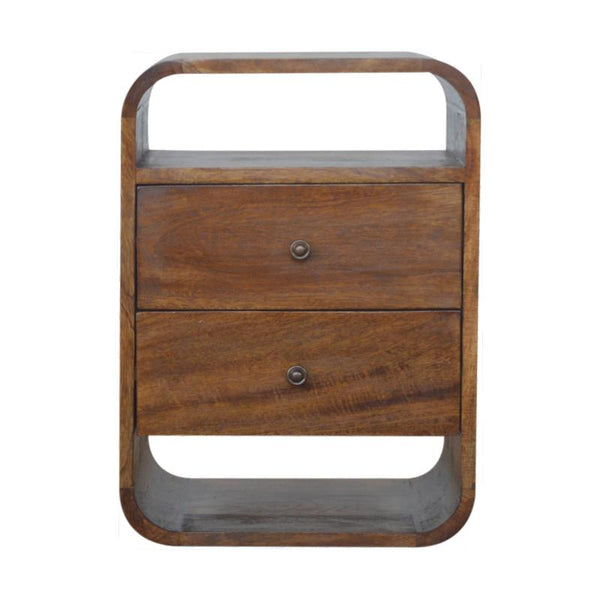 Bedside Table- Chestnut Curve- 2 Drawer