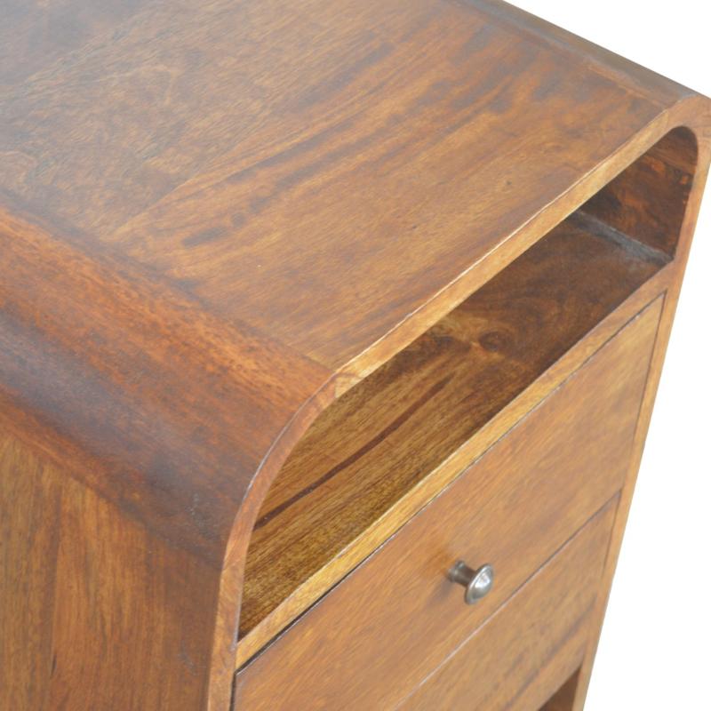 Bedside Table- Chestnut Curve- 2 Drawer
