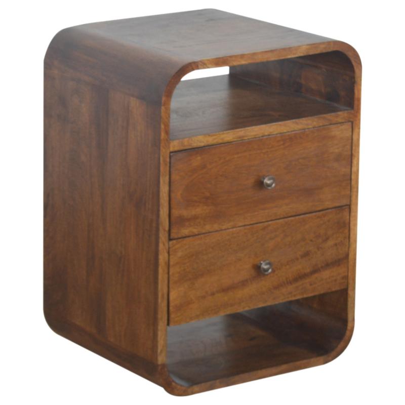 Bedside Table- Chestnut Curve- 2 Drawer