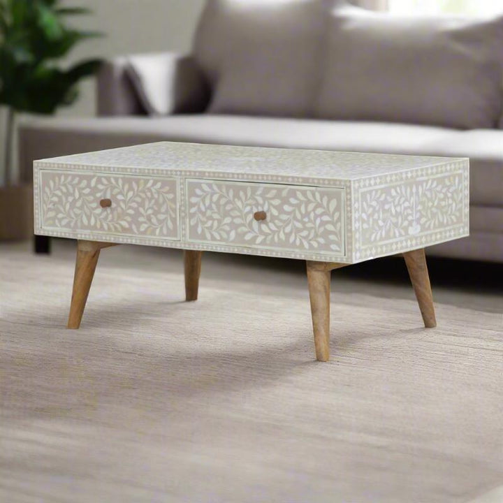 Coffee Table- Taupe Floral Bone