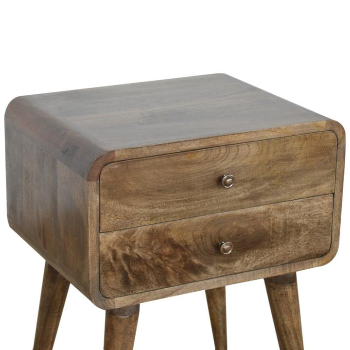 Bedside Table- Curved Classic Grey Washed