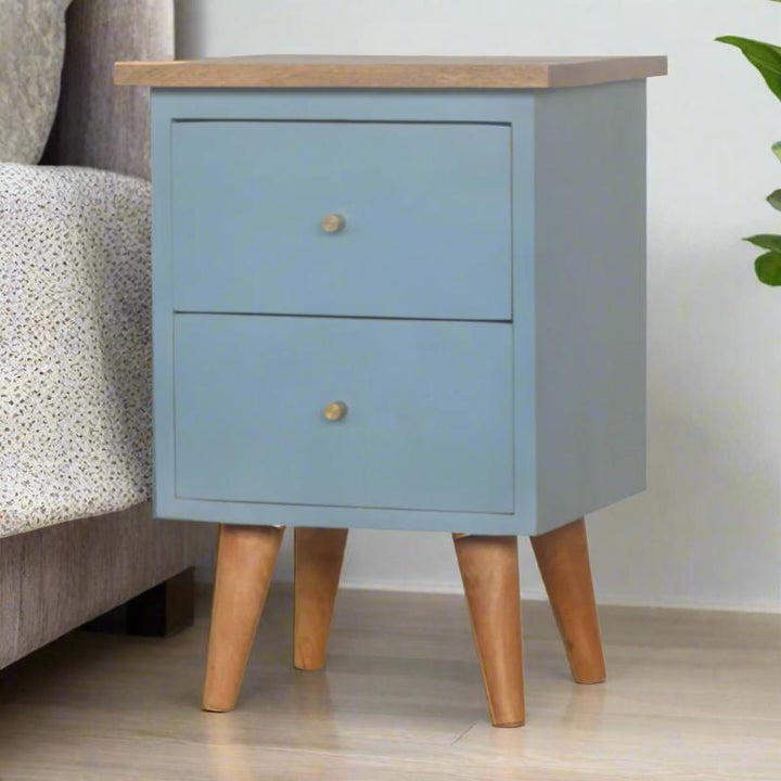 Bedside Table- Hand Painted in Blue