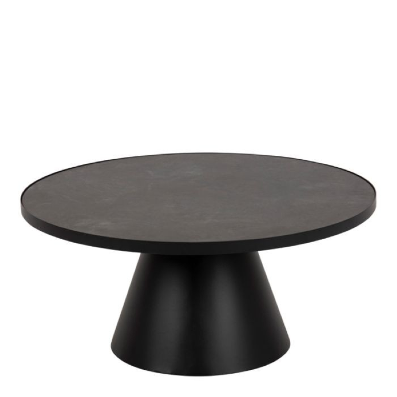 Low Round Ceramic Coffee Table- Soli in Black (85.7x40cm)