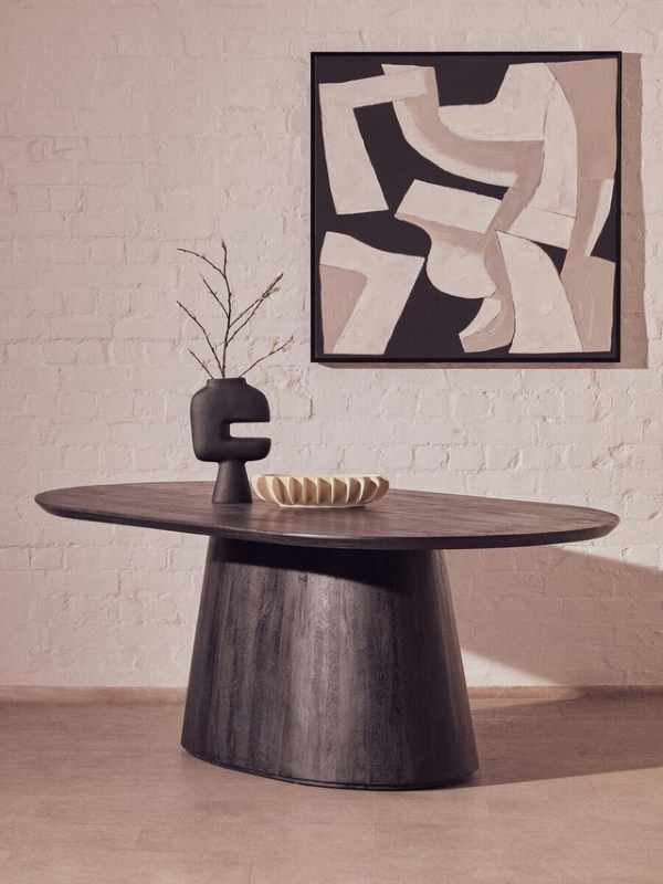 Oval Dining Table- Perdoba Mango Wood in Black Finish