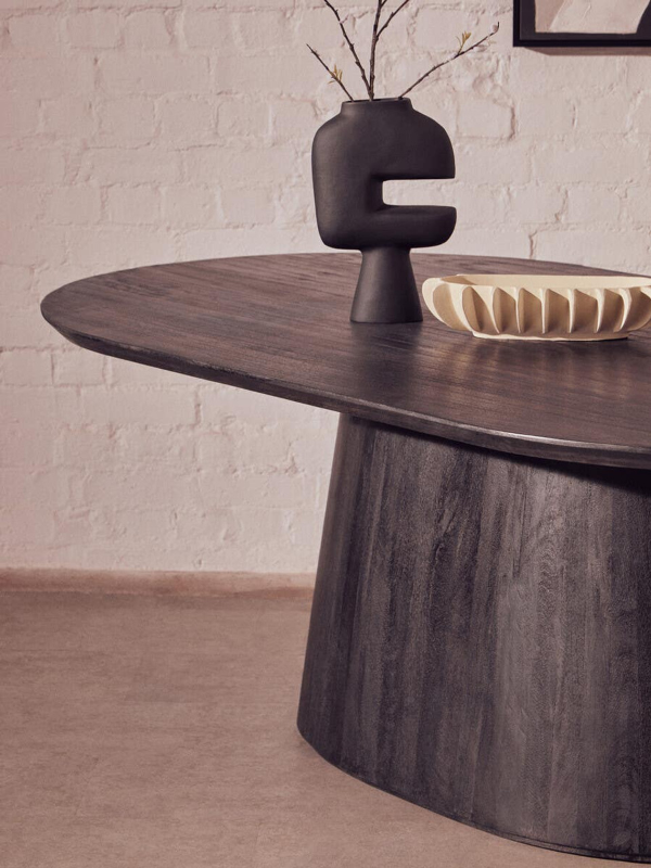 Oval Dining Table- Perdoba Mango Wood in Black Finish