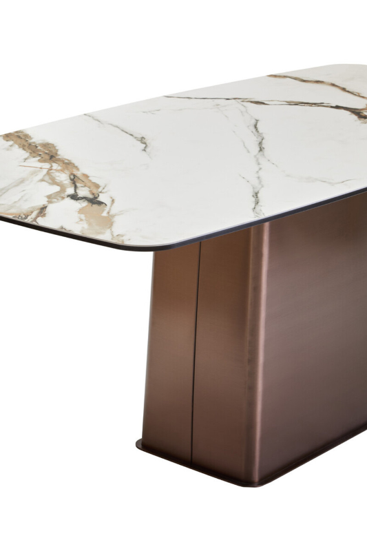 Rectangular Dining Table- Imperia White Ceramic Marble Effect