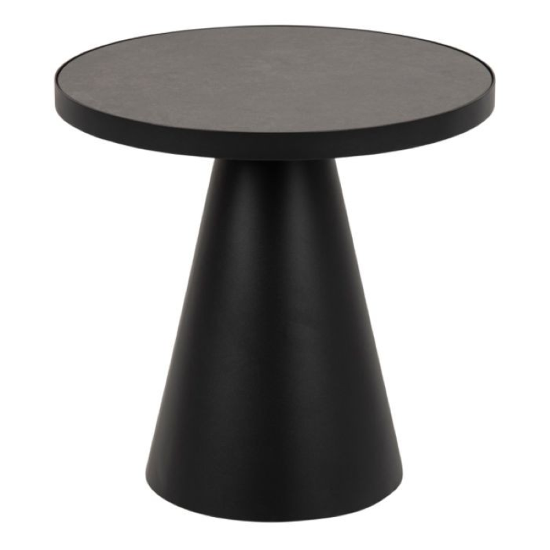 Round Ceramic Coffee Table- Soli in Black (45.7x45cm)