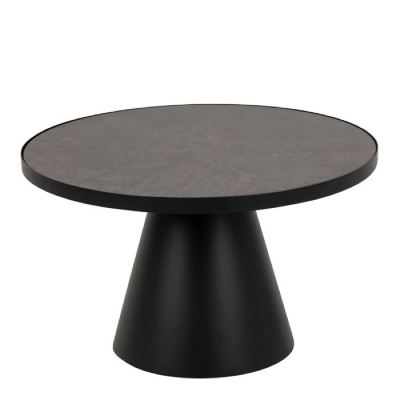Round Ceramic Coffee Table- Soli in Black (65.7x40cm)