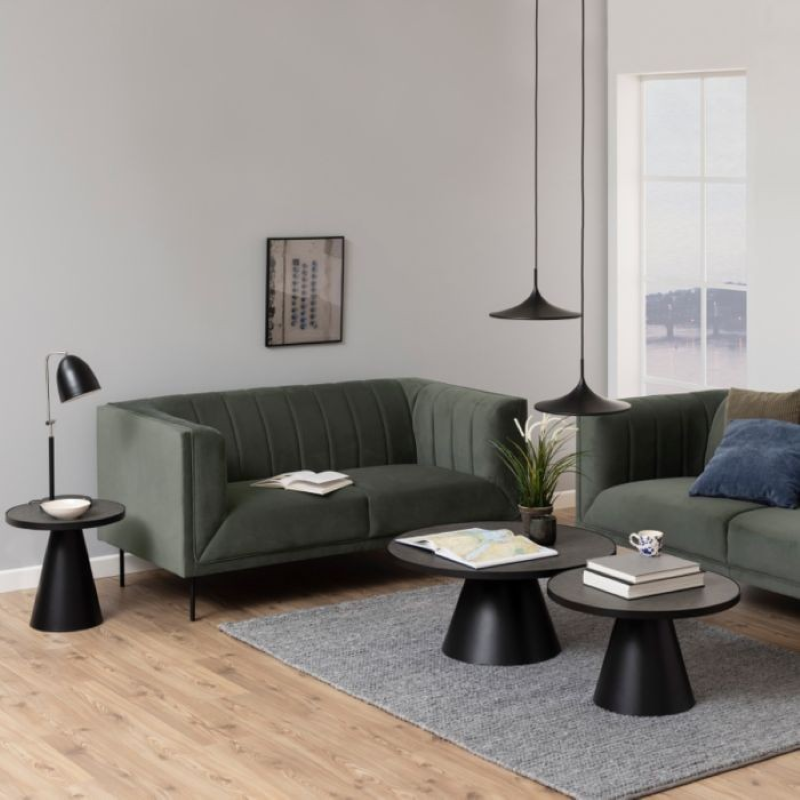 Round Ceramic Coffee Table- Soli in Black (65.7x40cm)