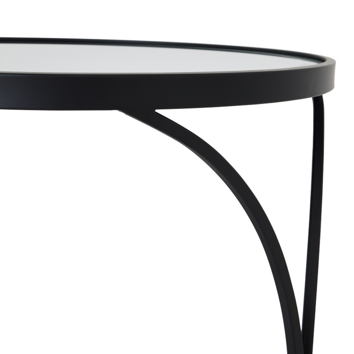 Side Table- Concaved Black Mirrored- Set of 2- Edge