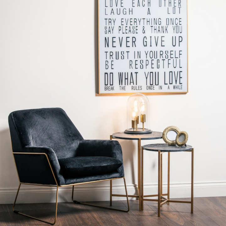 Side Table- Gold and Black Marble- Set of 2- Lifestyle