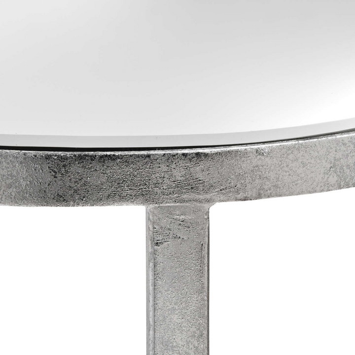 Side Table- Mirrored Silver Half Moon- Close