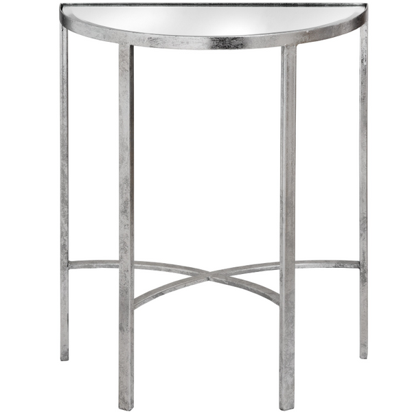 Side Table- Mirrored Silver Half Moon