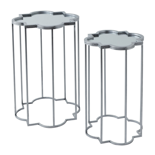 Side Table- Quarter Foil Mirrored- Set of 2