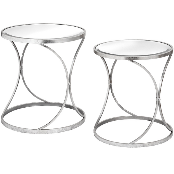 Side Table- Silver Curved Design- Set of 2