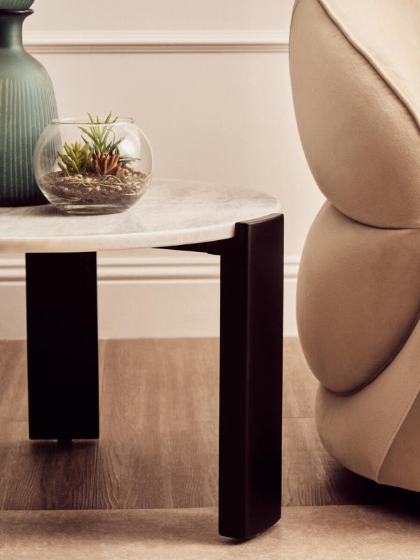 Small round Coffee Table with white marble top