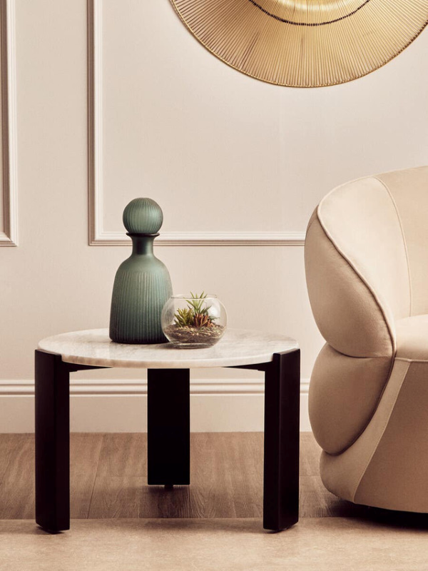 Small round Coffee Table with white marble top