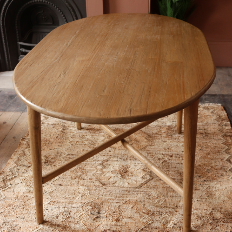 Solid Teak Wood Oval Dining Table - 160 cm – Covent Garden Tables