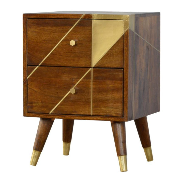 Chestnut Bedside- Gold Geometric