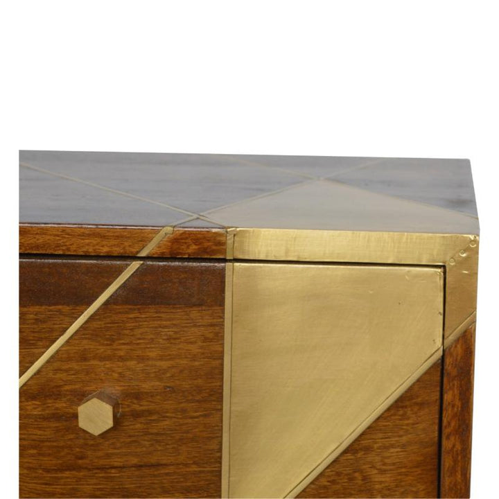 Chestnut Bedside- Gold Geometric