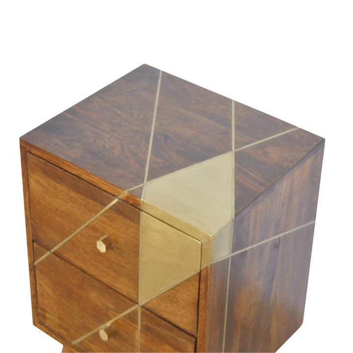 Chestnut Bedside- Gold Geometric