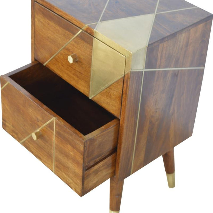 Chestnut Bedside- Gold Geometric