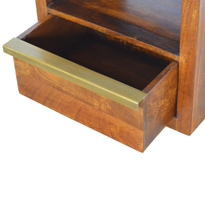 Chestnut Bedside Table- Gold Bar