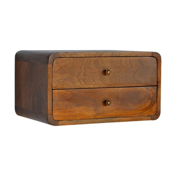 Floating Curved Bedside Table-  Chestnut