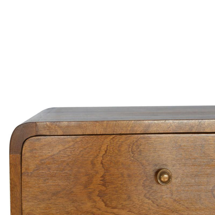 Floating Curved Bedside Table-  Chestnut