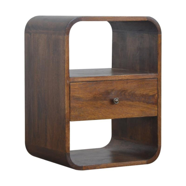 Chestnut Bedside Table- Curved Edge